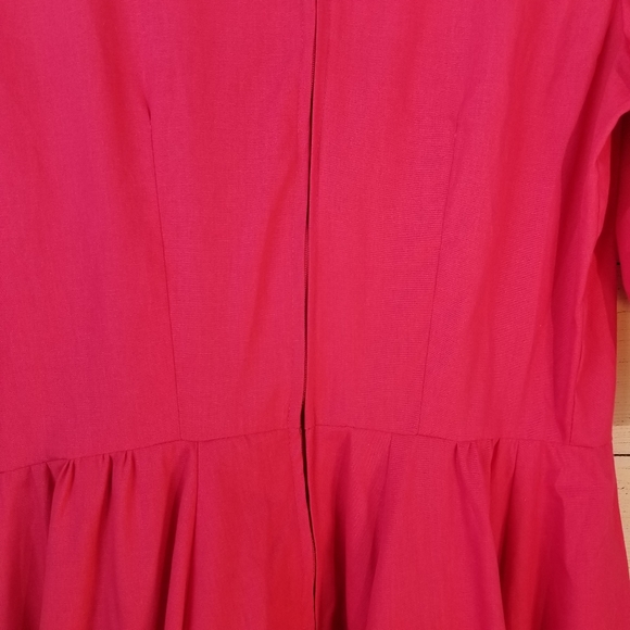 💖 Handmade Fuchsia Puff Sleeve Dress Cottagecore M 👗 - Picture 7 of 9